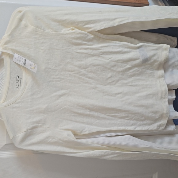 T-shirt Manches Longues J.Crew Femme - Taille XXS, Couleur Ivoire, Col Rond, Neuf Avec étiquettes